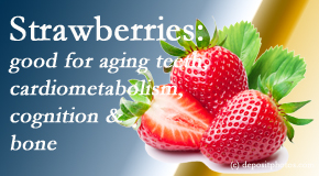 Rosenberg Wellness Center presents recent studies about the benefits of strawberries for aging teeth, bone, cognition and cardiometabolism.