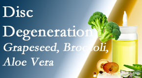 Rosenberg Wellness Center presents interesting studies on how to address degenerated discs with grapeseed oil, aloe and broccoli sprout extract.