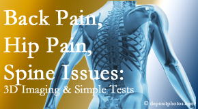 Rosenberg Wellness Center examines back pain patients for various issues like back pain and hip pain and other spine issues with imaging and clinical tests that influence a relieving chiropractic treatment plan.