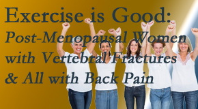 Rosenberg Wellness Center encourages simple yet enjoyable exercises for post-menopausal women with vertebral fractures and back pain sufferers. 