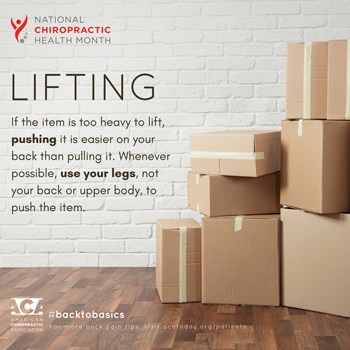 Rosenberg Wellness Center advises lifting with your legs.